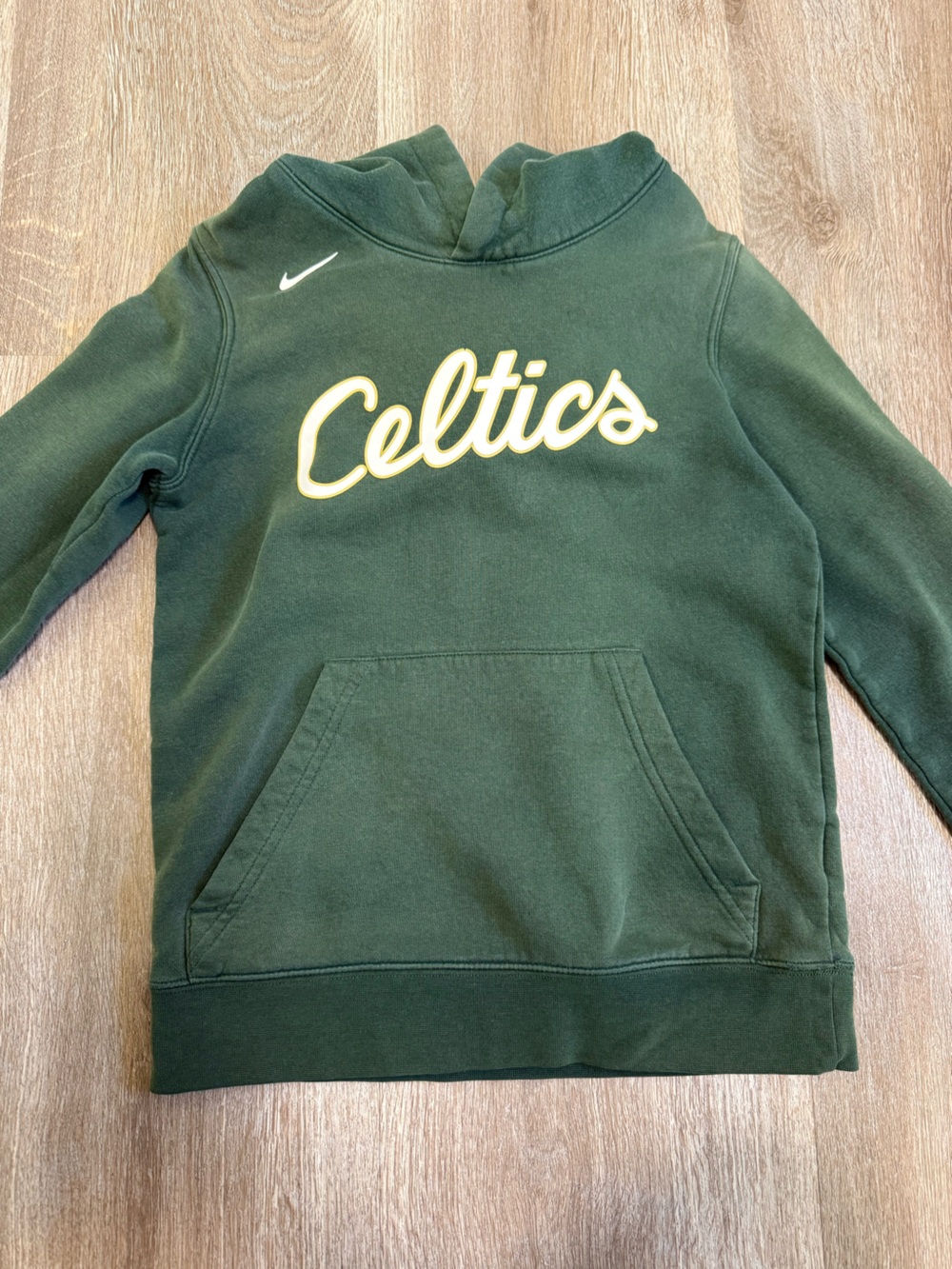 Nike Kids Green Celtics Hoodie with Yellow Script